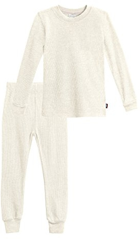 City Threads Little Girls Thermal Underwear Set Perfect for Sensitive Skin SPD Sensory Friendly Base Layer Thermal Wear Cotton Ski Clothing for Kids Comfortable Ultra Soft, Oatmeal, 3T