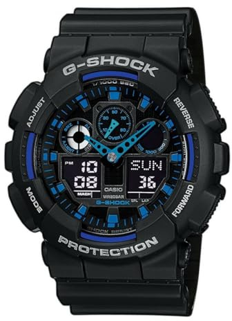 Casio Herren-Armbanduhr, Quarz, Chronograph GA1001A2ER, Schwarz, Band, Schwarz, Gurt