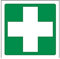 VSafety First Aid - Letrero con logotipo de primeros auxilios, cuadrado, 100 mm x 100 mm, plástico rígido de 1 mm