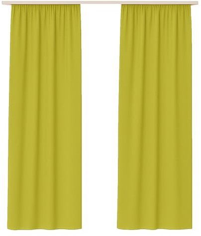 Bestlivings Cortina Opaca (140x145cm / Set de 2 Paneles) Unicolor (Verde) con Cinta fruncidora/Banda Universal, Cortina Decorativa para Ventana o balcón - Panel Decorativo Elegante