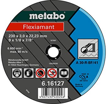 Metabo Flexiamant Trennscheibe 230 x 3,0 x 22,23 Stahl, gerade Ausführung – 616127000 – Hohe Schnittleistung für eine präzise Metallbearbeitung – 25 Stück