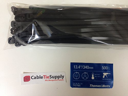 Thomas & Betts TY527MX Cable Tie 120lb 13 Ultraviolet Resistant Black Nylon with Stainless Steel Locking Device Distributor Pack (50 Pack)