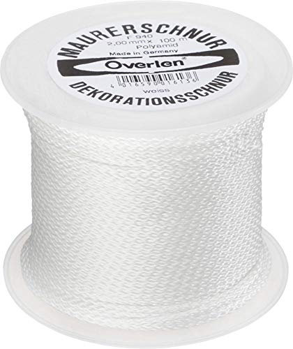 Overmann 094002000101000AA Cordeau de Maçon en Polypropylène, Blanc, 2 mm x 100 m