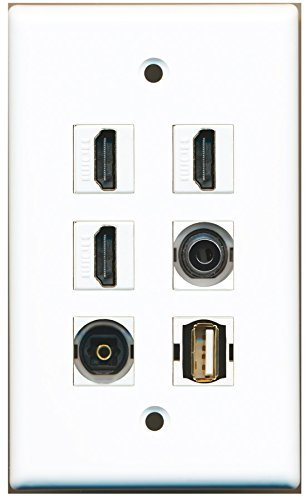 RiteAV 3 HDMI 1 Port USB A-A 1 Port Toslink 1 Port 3,5 mm Wandplatte