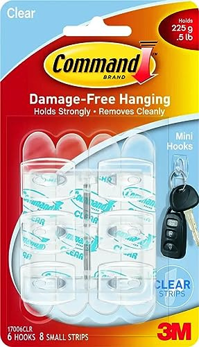 Command Strips 17006CLR Clear Mini Command Hooks 6 Count