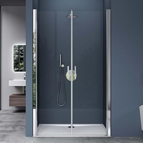 doporro Duschtür Nischentür dusche Duschabtrennung Duschkabine 120cm Nischendrehtür 195cm ESG-Sicherheitsglas Duschtür aus Klarglas mit Hebe- und Senkmechanismus Teramo24K
