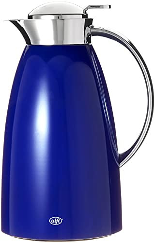 alfi Gusto Glass Vacuum Lacquered Metal Thermal Carafe for Hot and Cold Beverages, 1.0 L, Royal Blue