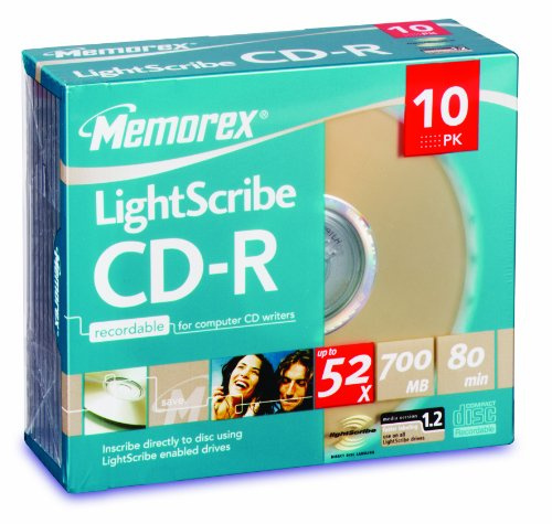 Memorex LightScribe - 10 x CD-R - 700 MB ( 80min ) 52x - LightScribe - slim jewel case - storage media
