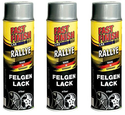 3x 500ml FAST FINISH RALLYE FELGENLACK FELGENSPRAY FELGENSILBER SILBER LACKSPRAY