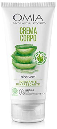 Omia - Crema Corpo Eco Bio con Aloe Vera del Salento, Crema Idratante, Lenitiva e Rinfrescante, Ideale per Pelli Secche, Non Unge, Dermatologicamente Testato - Flacone da 200 ml