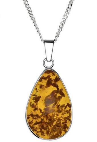 InCollections Damen-Halskette 925 Sterling Silber 1 Bernstein gelb 42 cm 241A201393100