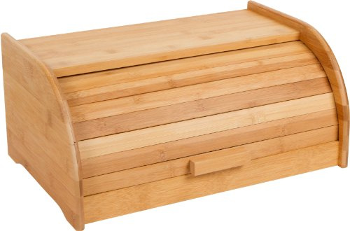 Trademark Innovations 16 Rolltop Bamboo Bread Box,Tan