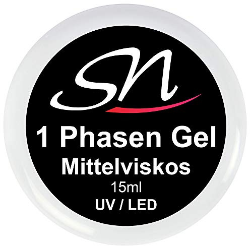 SN Nageldesign 3 in 1 Phasen Gel für Gelnägel mittelviskos UV LED Nagelgel All in One Einphasengel klar 15ml