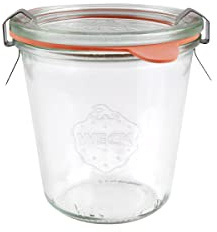 Weck Einmachglas 200ml Deckel, Dichtring, Klammern-6 Stück im Set, Glas, Durchsichtig, tonda
