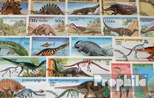 Prophila Collection Motive 100 Verschiedene Prähistorische Tiere Marken (Briefmarken für Sammler) Amphibien/Reptilien/Saurier