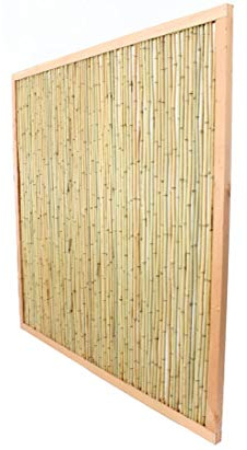 Bambuszaun mit 180x180cm im Holzrahmen hell, KohSamui Premium Produkt - Sichtschutzwand aus Bambusstäben 1,8m x 1,8m