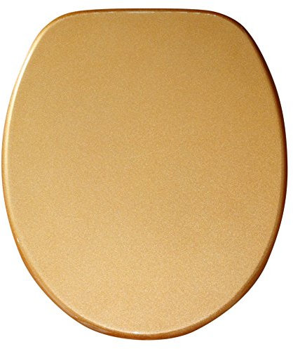 Sanilo Glitzer WC Sitz ohne Absenkautomatik, hochwertiger Toilettendeckel, einfache Montage, stabile Scharniere, Glitzer Gold