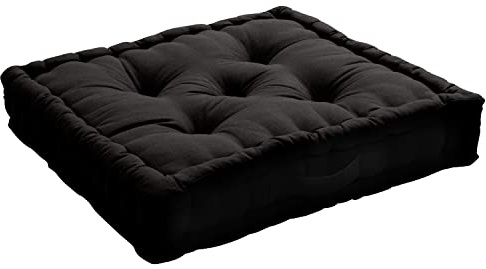 Bodenkissen mit Griff, Baumwolle, 50 x 50 x 10 cm, schwarz, 50x50