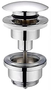 Cornat Ablaufventil für Waschtische - 1 1/4 Zoll AG - Ø 66 mm - Mit Push-Open-Funktion - Hochwertige Verchromung / Pop-Up-Ventil / Waschbeckenablauf / T317421