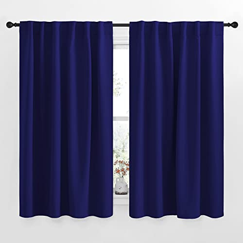 NICETOWN Tende oscuranti per finestre, colore blu navy, 132 cm di larghezza x 160 cm di lunghezza, set di 2, tende oscuranti per cameretta dei bambini