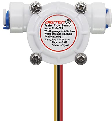 DIGITEN 1/4 Quick Connect 0.3-10L/min Water Hall Effect Flow Sensor Meter