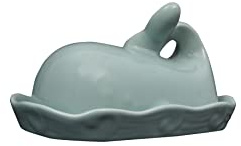 Creative Co-Op Aqua Blue Whale Shaped Butter Dish