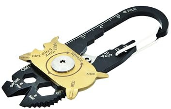 TRUE Fixr Rotary 20 In 1 Pocket Keychain Multi Tool - 20 Pocket EDC Tools, Flight Safe Box Cutter Knife Blade, Wire Stripper, 6 X Screwdriver Heads, Pry Bar & Bottle Opener - With Leather Pouch