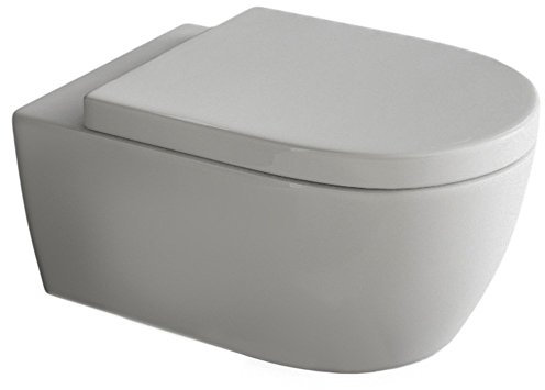SSWW by Aqua Bagno Design Hänge Wc Spülrandlos Toilette inkl. Wc Sitz mit Softclose Absenkautomatik + Abnehmbar