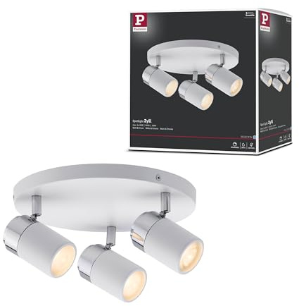 Paulmann 66712 Spotlight Zyli IP44 Rondell max 3x10W GU10 Weiß/Chrom 230V Metall 667.12 Deckenleuchte Lampe LED Deckenlampe ohne Leuchtmittel
