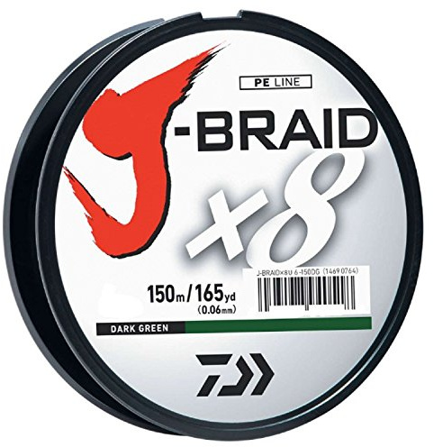 Daiwa J-Braid X8, Füllspule, Dunkelgrün, Monofil-Durchmesser entsprechend 1,8 kg