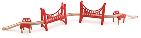 Hape Eisenbahnwelt Große Doppel-Hängebrücke, aus Holz, ab 3 Jahren