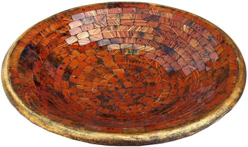 Guru-Shop Round Mosaic Bowl, Coaster, Decorative Bowl, Handmade Ceramic Glass Fruit Bowl - Design 3, Orange, Size: Large (Ø 46 Cm), Bowls