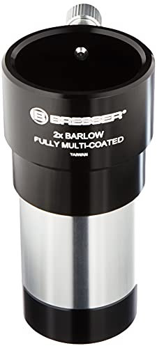 Bresser Teleskop Barlow Linse (2-fach, zur Verdoppelung der Brennweite eines Teleskopes, mit vollvergüteter 4-linsiger Optik, 31,7mm 1.25), schwarz