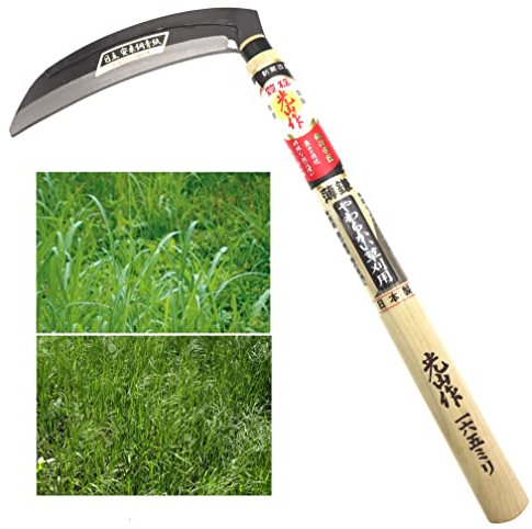 Cocktail7 Japanische Handsichel Weißstahl Yasugi Mähen Größe Gras Unkrautvernichtung Gartenwerkzeug Gartenarbeit Sichel Hergestellt in Japan