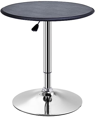 HOMCOM Tavolino da Bar Cromato, Regolabile in Altezza (67-93cm) con Sistema Lift Up, Piano Rotondo (Φ63cm) Girevole 360°