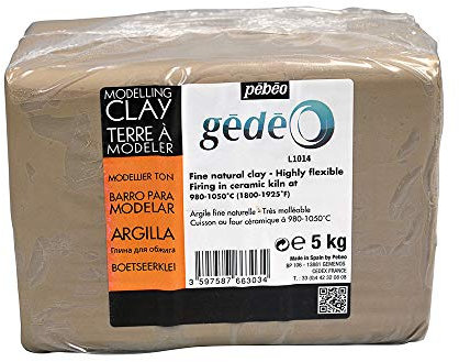 Pébéo - Gédéo Ton zum Brennen Weiß, Mohn 5 KG - Tonerde Töpferei, Modellieren des menschlichen Körpers, Skulpturen aus Ton - Gebrochenes Weiß