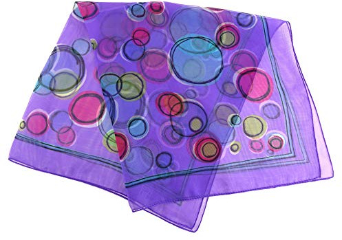 TigerTie Nickituch Chiffon flieder lila türkis grün magenta Kreismuster - Gr. 50 x 50 cm