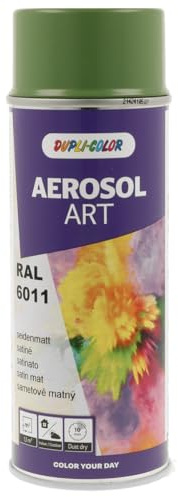 DUPLI-COLOR AEROSOL ART RAL 6011 resedagrün seidenmatt 400 ml, Spraylack für vielseitigen Einsatz, schnelltrocknend, hohe Deckkraft, für Innen- und Außenbereiche geeignet