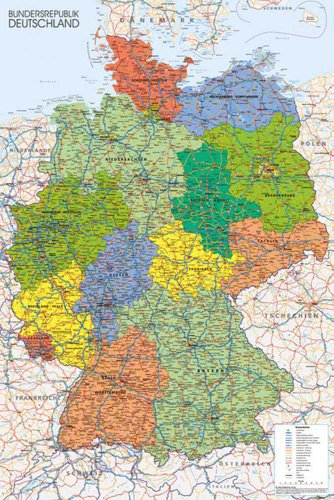 Maps - Germany Map - Massstab 1 : 1.025.000 Landkarten Poster Karten - Grösse 61x91,5 cm