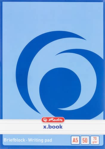 Herlitz 717512 Notizblock A5, liniert, 50 Blatt, weiß, 10 Stück