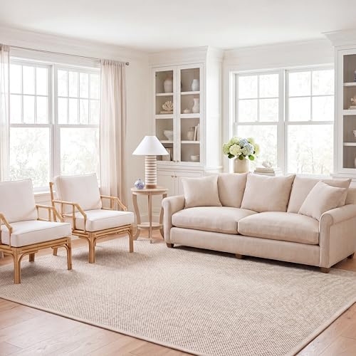 SAFAVIEH Area Rug 8x10 - Natural Fiber Collection - Large - Marble & Beige, Sisal, Woven Design with Border (NF143C)