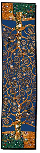 Artis Vivendi sciarpa, sciarpa di seta Klimt – L' albero della vita blu 182 x 44 cm