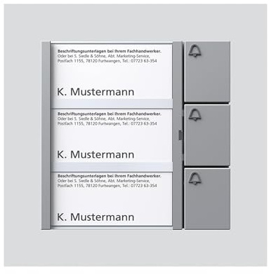 Siedle Tastenmodul 3 Tasten In-Home-Bus, BTM 650-03 SM, silber metallic, 2544227