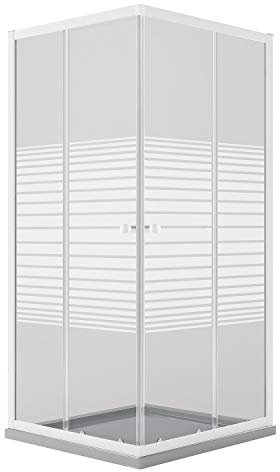 Cabine de Douche Blanche Rectangulaire 80x120 CM H185 Verre Sérigraphié mod. Blanc