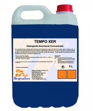 TEMPO XER 5 Lt: Gel Fregasuelos Detergente Higienizante Multiusos para la limpieza de todo tipo de suelos. Agradable perfume de brisa marina. Botella 5 Lt/Ud