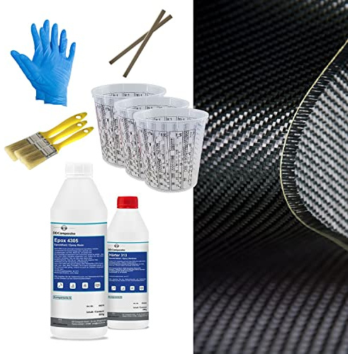 DD Composite Carbon Komplett-Set 1,5m² Köper Epoxidharz transparent Carbongewebe Top Qualität einzigartige Optik individuelles Design echte Kohlefaser