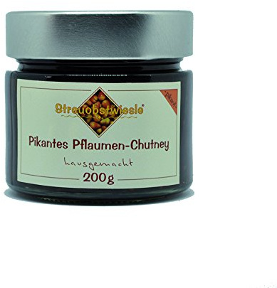 Streuobstwiesle Pikantes Pflaumen Chutney - 200 g - Herzhafte, aromatische Sauce zum Grillen, zum Fondue, zum Raclette, zum Kase, zum Reis...