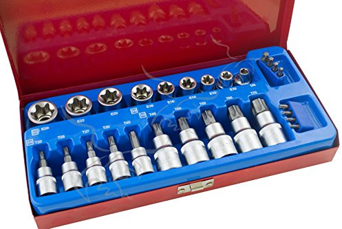 JUEGO DE 27 LLAVES VASO TORX Y BITS