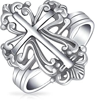 Clé Éternelle de la Vie Bague Sceau Ovale Religieuse Croix Ankh Égyptienne pour Femmes et Hommes en Argent Sterling .925