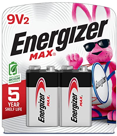 Energizer MAX 9V Batteries (2 Pack), 9 Volt Alkaline Batteries - Packaging May Vary